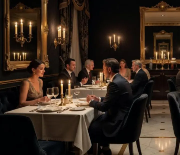 Luxusní večerní atmosféra v restauraci Bohe Mora se svíčkami a elegantně prostřenými stoly.