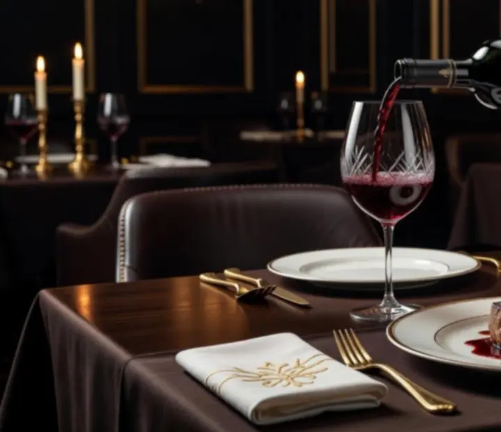 Someliér Bohe Mora nalévá víno do sklenice k fine dining menu.